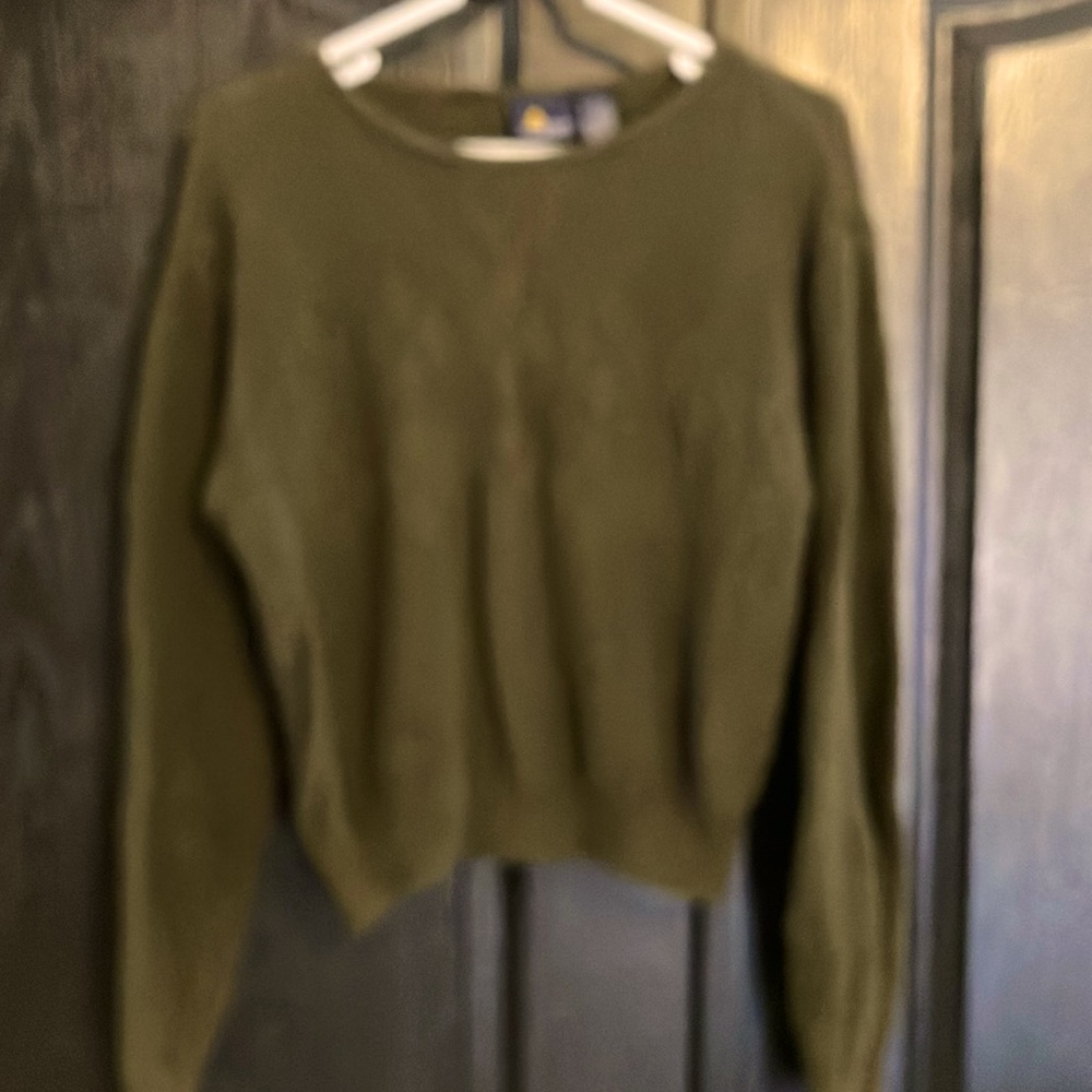 Vintage size L 100% cotton lizsport hunter green sweater